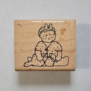 Natural Wood Baby Doll Design Stamp - Beige